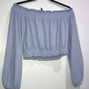 Girly blue off the shoulder crop top